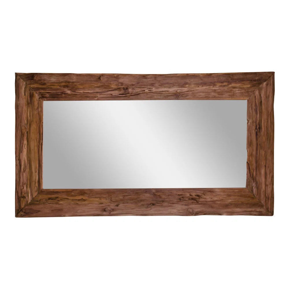 Miroir Granada en teck naturel présenté horizontalement sur fond blanc