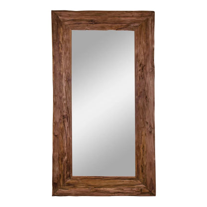 Miroir Granada 101 × 180 cm en teck naturel vue de face sur fond blanc