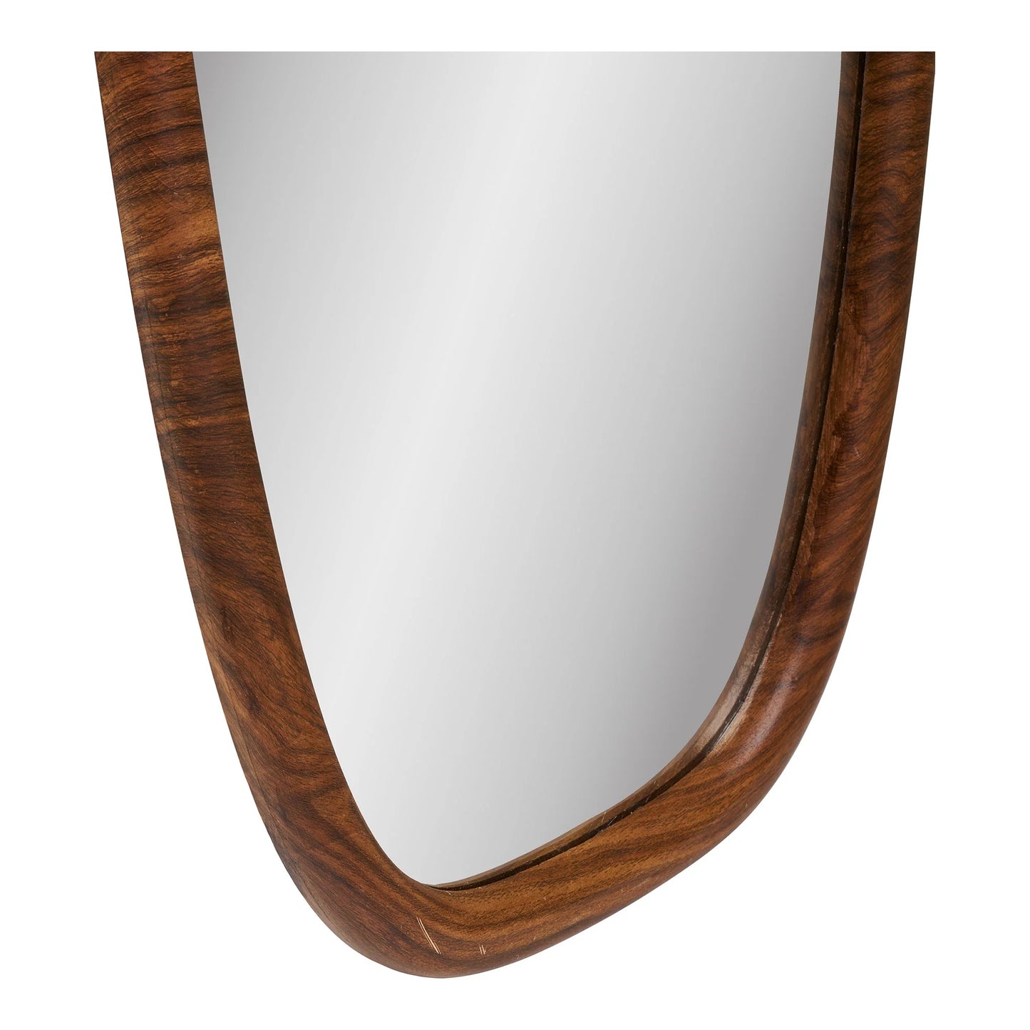Détail du bas et du cadre effet bois naturel du miroir Luxon
