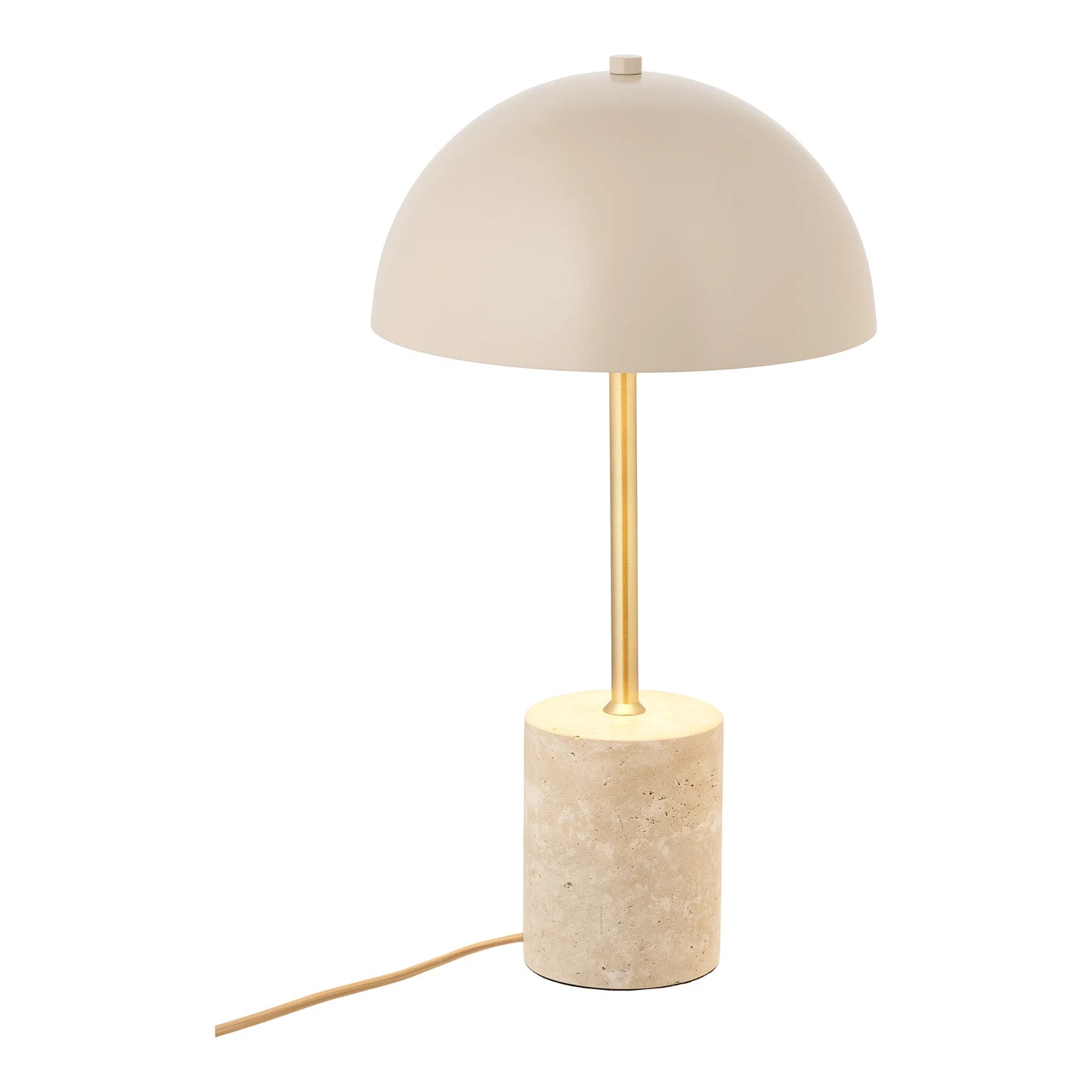 Vue de dessus de la lampe de table Sheffield en marbre et métal beige