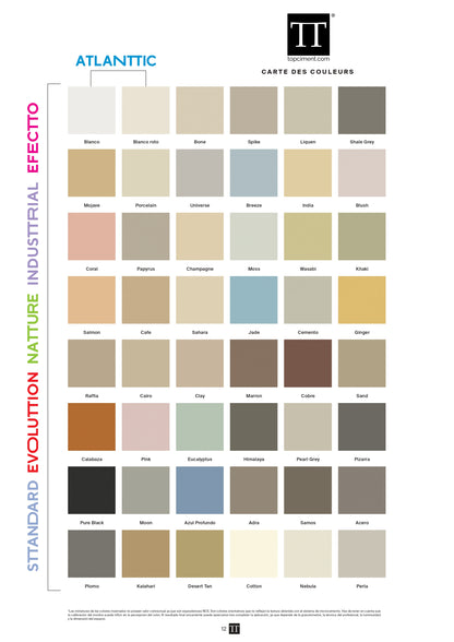 Nuancier de couleurs du kit béton ciré EFFECTO QUARTZ