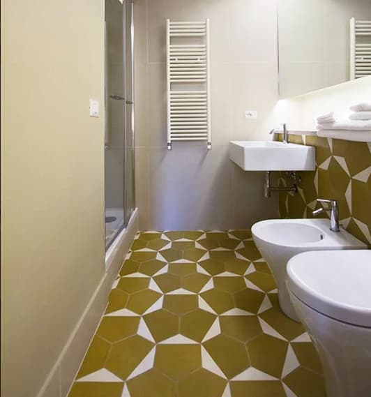 pause au sol de Carreau de ciment C.Hexagonal vert olive et blanc