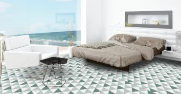 Carreau de ciment hexagonal à triangles Mod 608 vert