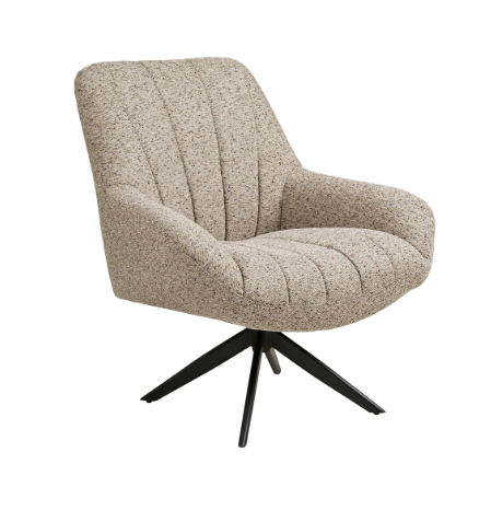 Vue trois quarts du fauteuil Grandola design enveloppant tissu gris