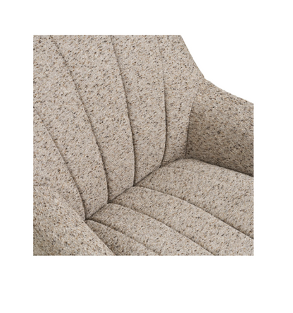 Détail de l’assise rembourrée du fauteuil Grandola en tissu polyester gris