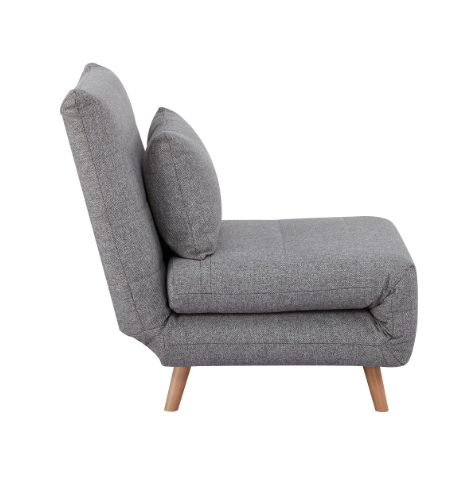Fauteuil convertible Marlow gris vue de profil sur fond blanc
