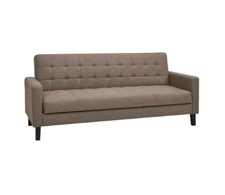 Canapé convertible marron vue de face sur fond blanc