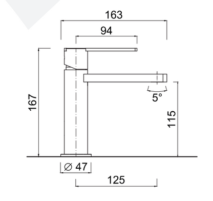 Wall-mounted basin mixer, without waste Giulini G
