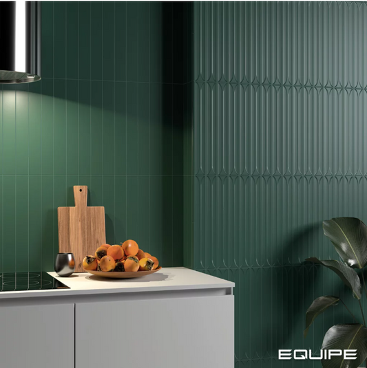 Carrelage mural HOPP 5 x 40 cm relief/lisse Vert foncé