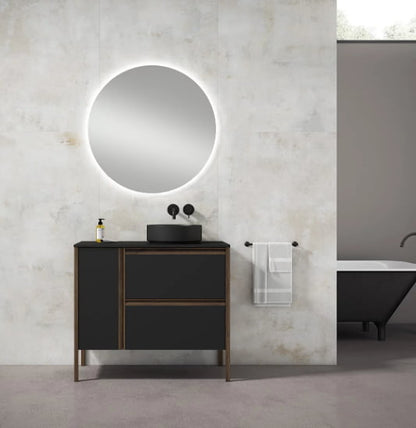 Meuble de salle de bain suspendu vue de face couleur noir