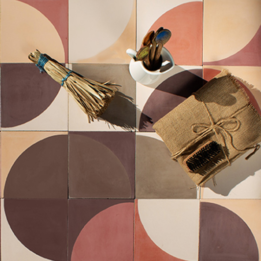 Carreau de ciment Quart de rond 20x20 cm