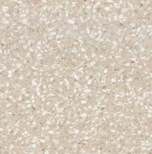 Carrelage Terrazzo Beige Nacré aux nuances beige très clair, inspirées des coquillages, pour un aménagement intérieur lumineux et élégant.