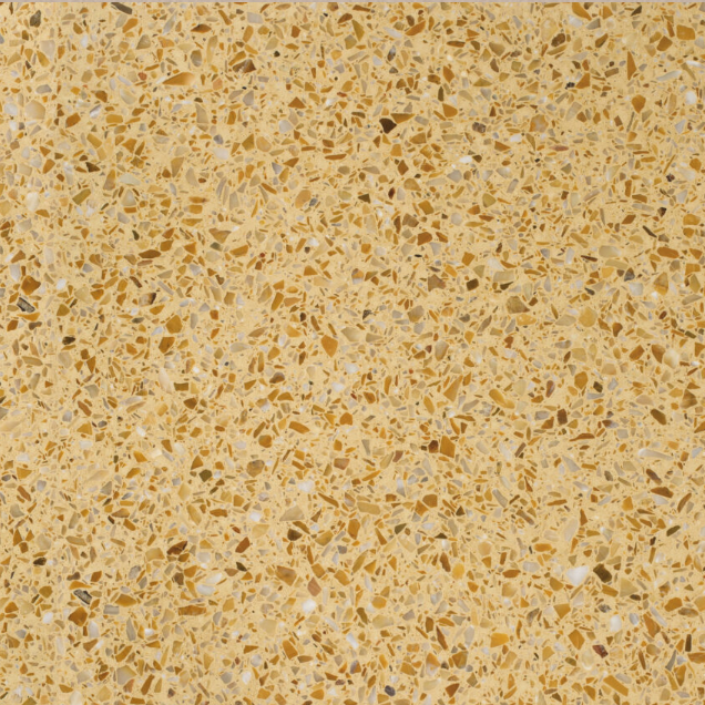Terrazzo Jaune Doré, revêtement minéral de couleur jaune pour projets d'aménagement intérieur.