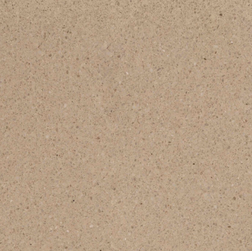Carrelage microterrazzo Sable Doux au fond beige sable uniforme, ponctué de fines inclusions minérales, pour revêtement de sol et mur.