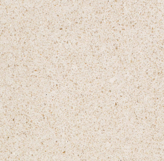 Carrelage microterrazzo Ivoire Satiné au fond ivoire clair et uniforme, ponctué de fines inclusions minérales, pour revêtement de sol et mur.