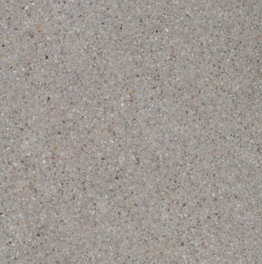 Carrelage Terrazzo Gris Fumé au fond gris chaud, ponctué de microgranules blanches, noires et beiges, pour revêtement de sol et mur.