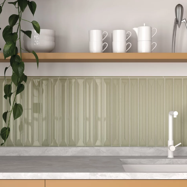 Carrelage mural VITRAL relief vert clair