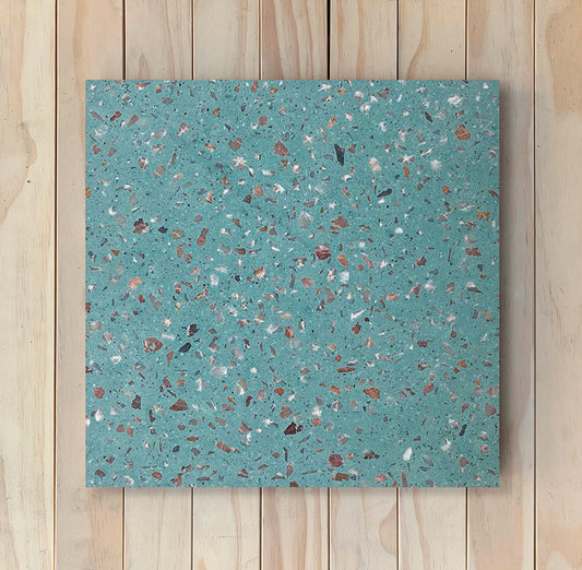 Carreaux de ciment TERRAZZO bleu canard , 20x20 cm