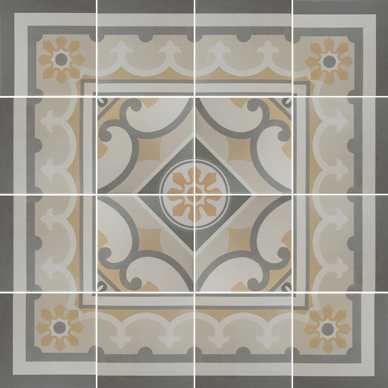 Carrelage imitation ciment rosace 20x20 cm CAPRICE BURGUBDY Angle