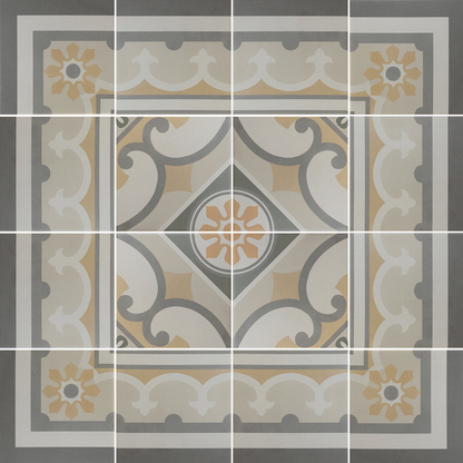 Carrelage imitation ciment rosace 20x20 cm CAPRICE BURGUBDY Angle