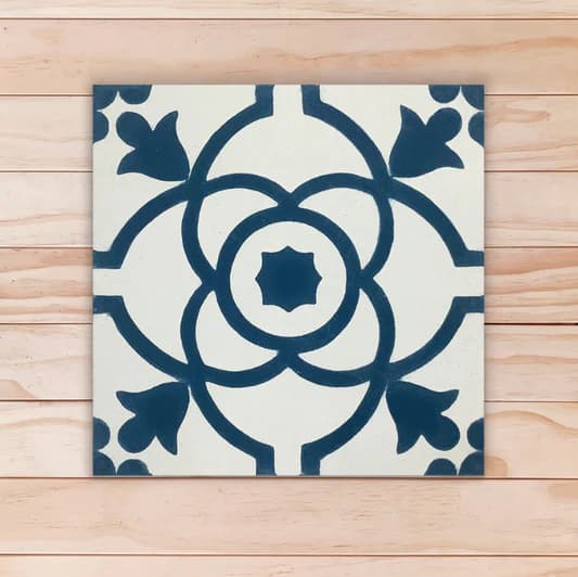 1 Carreau de ciment contemporain Mod de couleur blanche a motif bleu 
