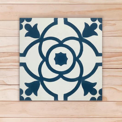 1 Carreau de ciment contemporain Mod de couleur blanche a motif bleu 