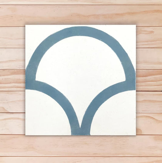 Carreau de ciment géométrique fond blanc motif bleu