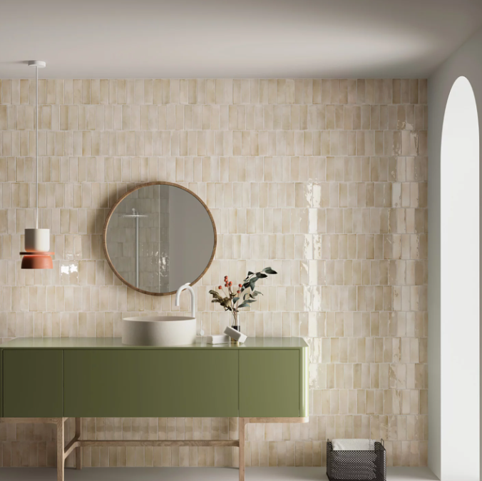 carrelage effet zellige coco beige brillant 