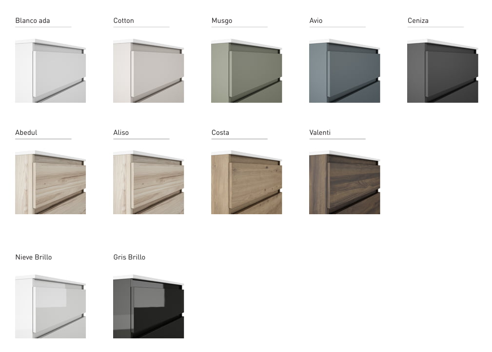 palette des couleur et finition possible