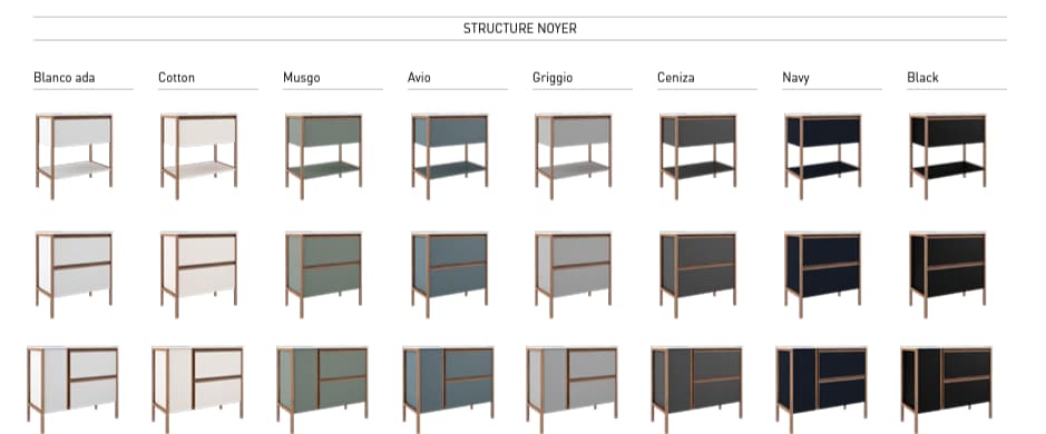 Palette des couleur et taille possible 