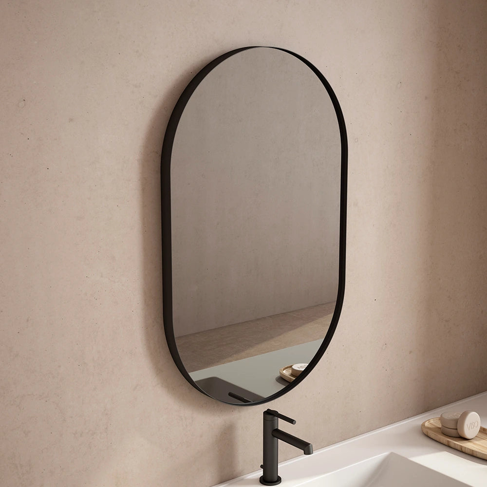 miroir sele cadre acier noir