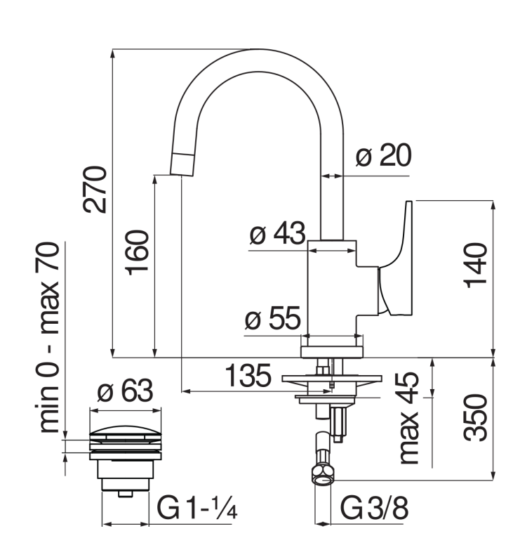 Mitigeur lavabo Nobili YO126338/2CR