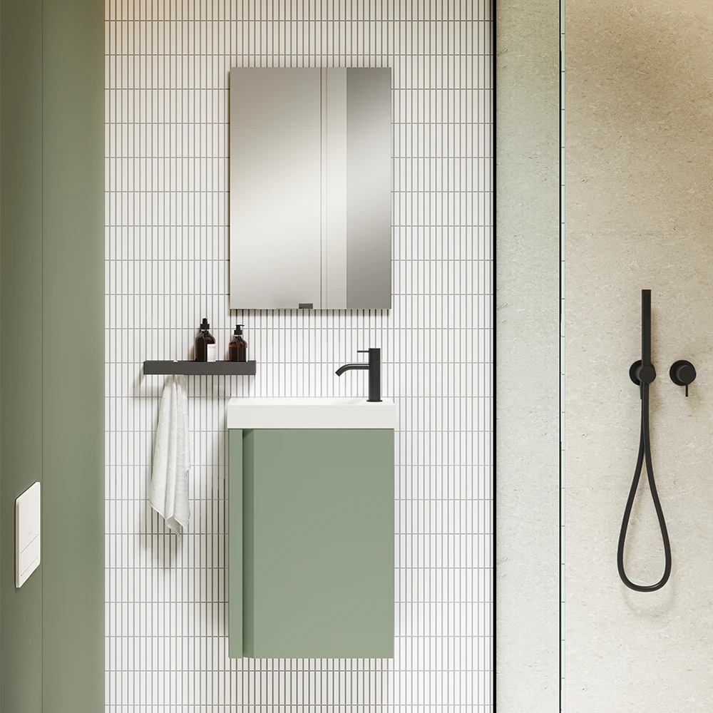 Meuble vasque Nido + miroir
en vert