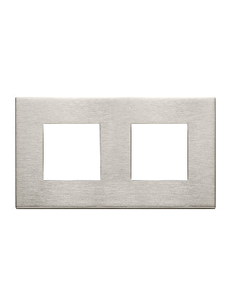 Double plaque gris brossé pour unterupeut simple vas et vient