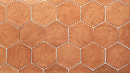 Carrelage manuel en terre cuite artisanale, hexagonale 10 x 10 cm