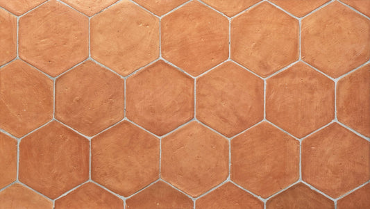 Carrelage manuel en terre cuite artisanale, hexagonale 10 x 10 cm