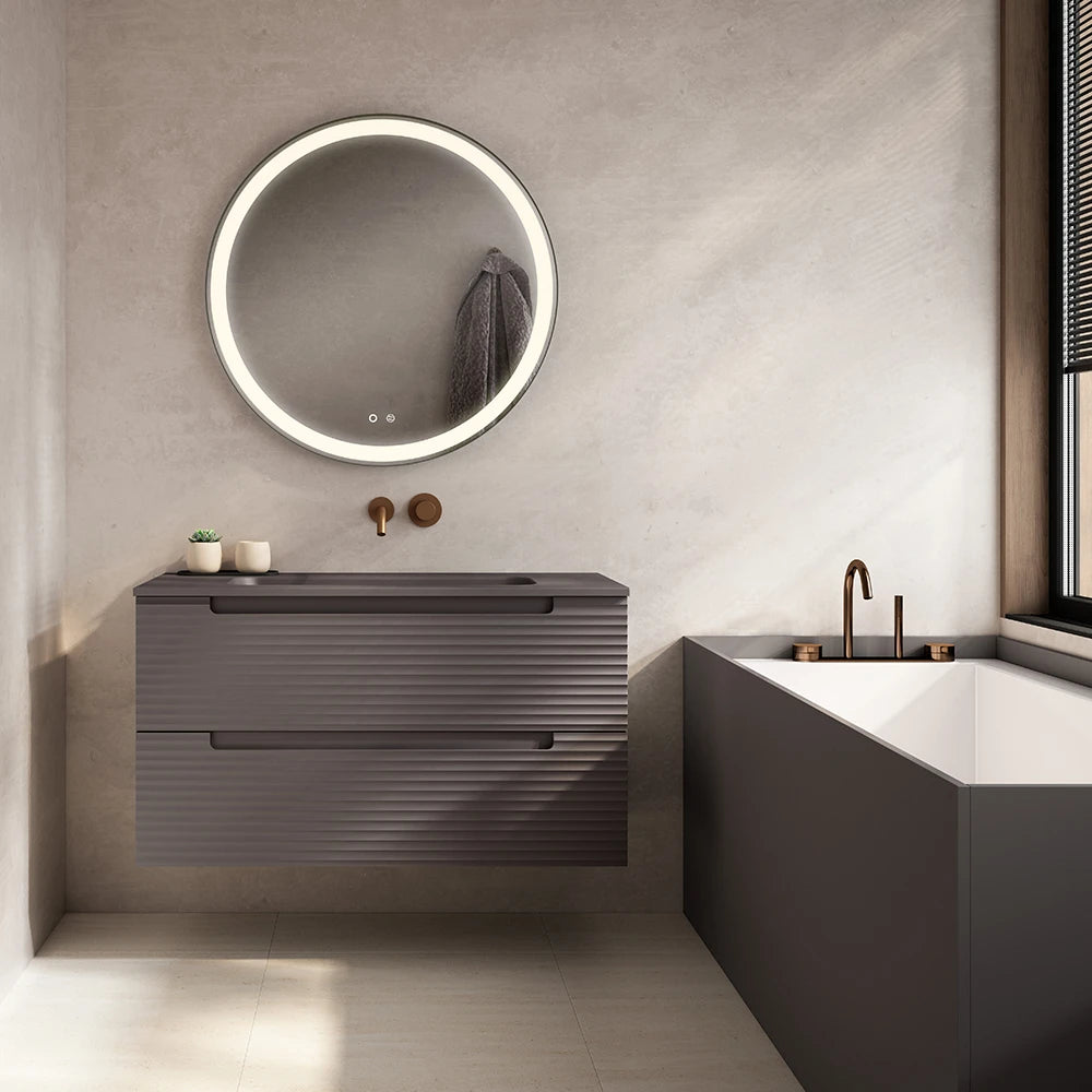 BOX wall-mounted bathroom vanity unit with 2 drawers
