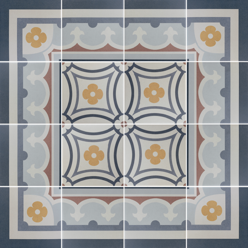 Carrelage imitation ciment rosace 20x20 cm CAPRICE SAINT TROPEZ - L'Atelier By AC