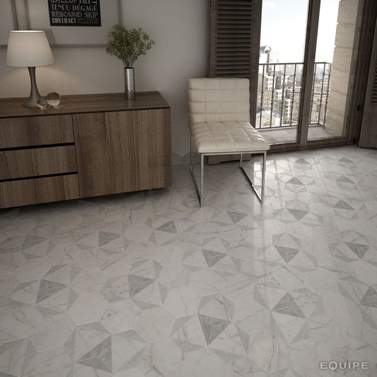 Carrelage hexagonal 17,5x20 HEXAGON CARRARA PEAK - 0.71m²/boîte