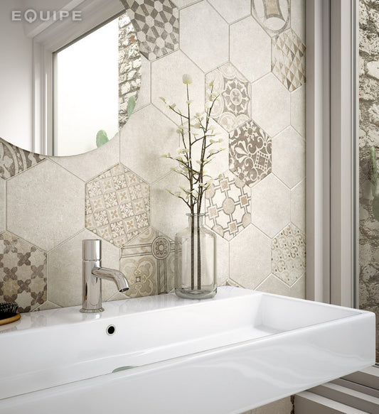 Carrelage tomette 17.5x20 - HEXATILE CEMENT, 0.71m²/boîte