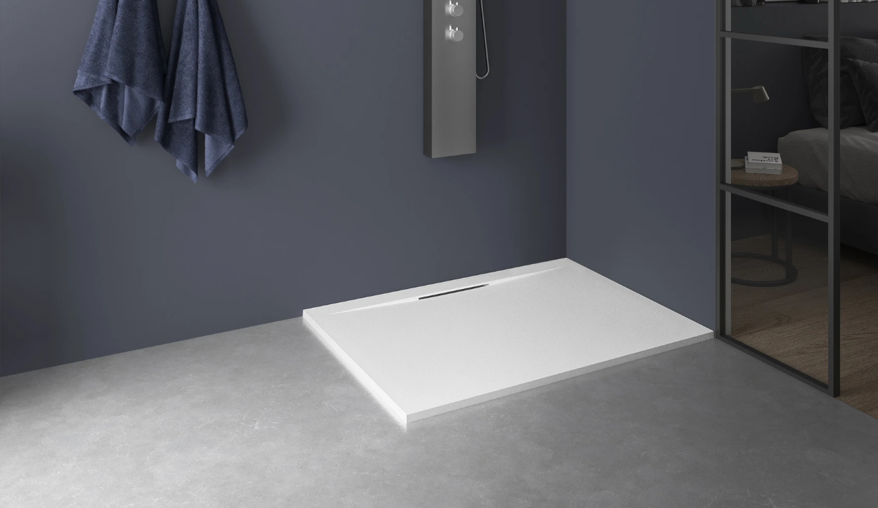 Receveur extra-plat texturé aspect granit KINELINE - L'Atelier By AC