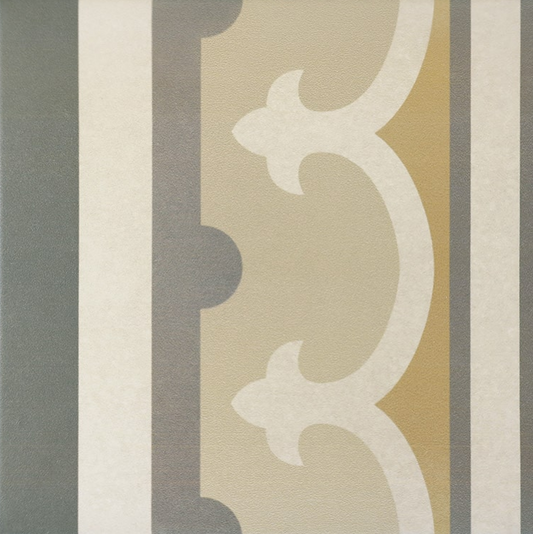 Carrelage imitation ciment rosace 20x20 cm CAPRICE BURGUNDY Bordure - L'Atelier By AC