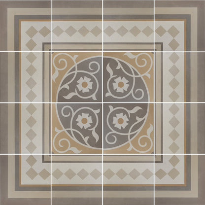 Carrelage imitation ciment rosace 20x20 cm CAPRICE LOIRE Bordure - L'Atelier By AC