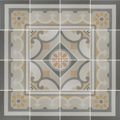 Carrelage imitation ciment rosace CAPRICE BURGUNDY - L'Atelier By AC