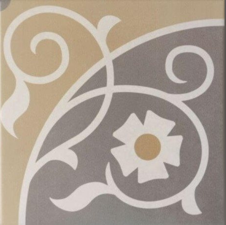 Carrelage imitation ciment rosace taupe ocre 20x20 cm CAPRICE LOIRE - L'Atelier By AC