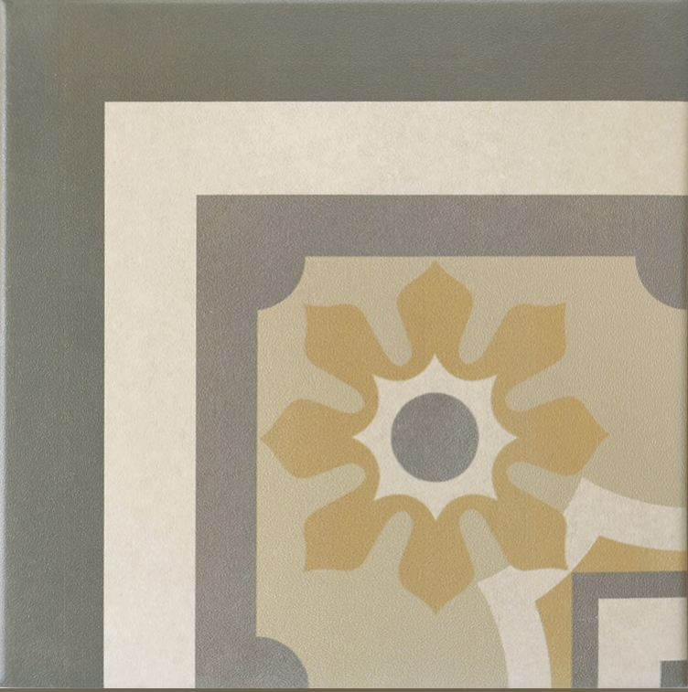 Carrelage imitation ciment rosace 20x20 cm CAPRICE BURGUBDY Angle - L'Atelier By AC