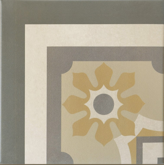 Carrelage imitation ciment rosace 20x20 cm CAPRICE BURGUBDY Angle - L'Atelier By AC