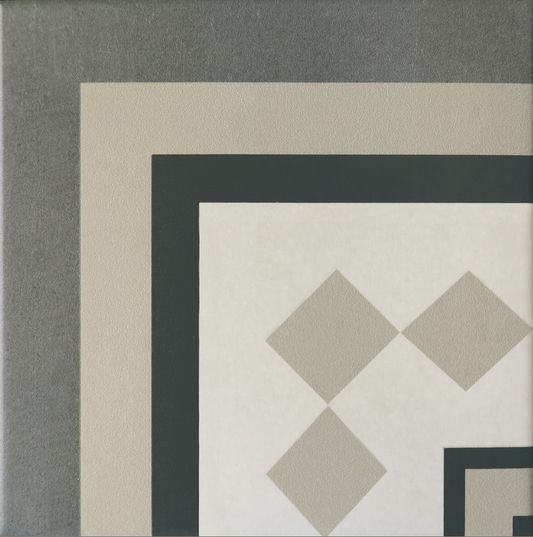 Carrelage imitation ciment rosace 20x20 cm CAPRICE PROVENCE Angle - L'Atelier By AC