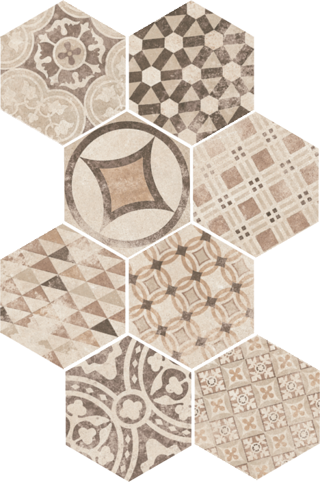 Carrelage tomette 17.5x20 - HEXATILE CEMENT, 0.71m²/boîte