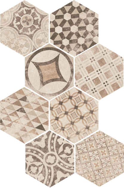 Carrelage tomette 17.5x20 - HEXATILE CEMENT, 0.71m²/boîte